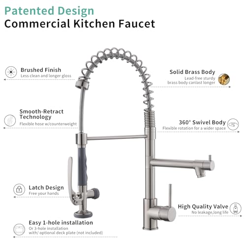 Fapully 100550N Commercial Pull Down Kitchen Sink Faucet thumb #4