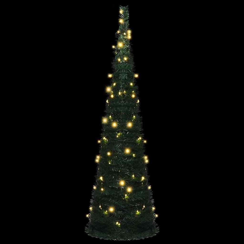 vidaXL Pop-up String Artificial Pre-lit Christmas Tree, Holiday Party Decoration Xmas Tree, Christmas Ornament for Indoor Outdoor, Green