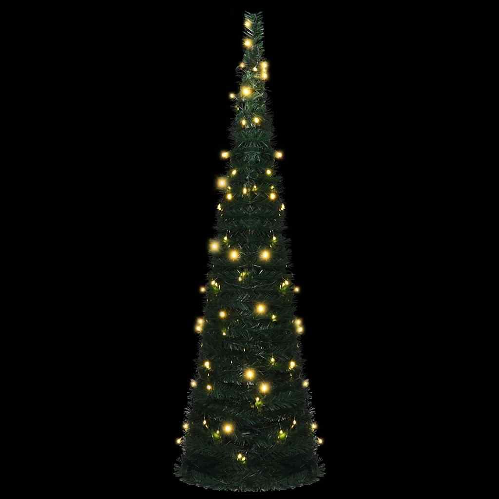 vidaXL Sapin de Noël Artificiel avec Guirlandes et LED Arbre de Noël Décoration de Vacances Jardin Patio Arrière-Cour Extérieur Vert 150 cm, 321523