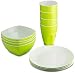 PLASTI HOME Reusable Plastic Dinnerware Set (12pcs) – Fancy Hard Plastic Plates, Bows & Cups In Green Festive Color – Microwaveable & Dishwasher Safe Flatware & Tumblers For Daily Use