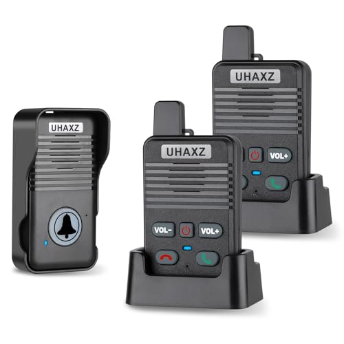 UHAXZ Wireless Doorbell, Hand-Free Door Bell, 1000Ft Long Range, Full Duplex 2 Way Intercom, 4