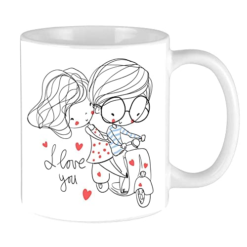 Image of Ceramic Printed Tea Coffee Mug, Love Quotes Cup, Best Gift for Wife, Husband, Girlfriend, Boyfriend, Anniversary, Valentines Day (Design-9)