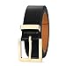 RISANTRY Women's Black Belt Gold Rectangle Buckle Synthetic Leather with Striped Detail Fashion Ladies' Belt for Casual & Formal Outfits
