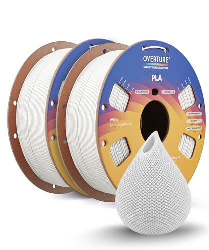 Image of OVERTURE PLA Filament 1.75mm PLA 3D Printer Filament, 2kg Cardboard Spool (4.4lbs), Dimensional Accuracy + /- 0.02mm, Fit Most FDM Printer (White 2-Pack)