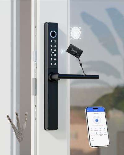 Electronic Smart Door Lock Fingerprint Door Lock with KeypadSmart Lock for Front Door Children Proof IC Card App Control & Mechanical Key