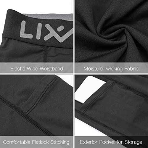 Miniatura 4 de Lixada 3pcs Pantalones Cortos De Compresión Para Hombre, Pantalones Cortos De Entrenamiento Con Bolsillos