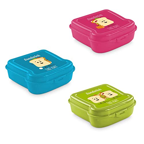 Lot de 3 boîtes à sandwich pour enfant 15 x 15 x 5 cm