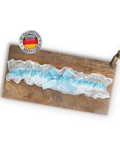 HOCHZEITSHELD Strumpfband blau Hochzeit inkl. personalisierbarer Hochzeitskarte als liebevolles Braut Geschenk - Blaues Strumpfband-Hochzeit als...