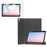 Nutmeg【ケース ガラスフィルム 硬度 9H】Dtab d-51C 10.1寸インチ フィルム タブレット 保護フィルム 強化 ガラス 保護 フイルム ラウンドエッジ加工 高透過率 高感度 飛散防止 dtab d-51C 10.1寸インチ ケース 三つ折り保護カバー クリアバックケース