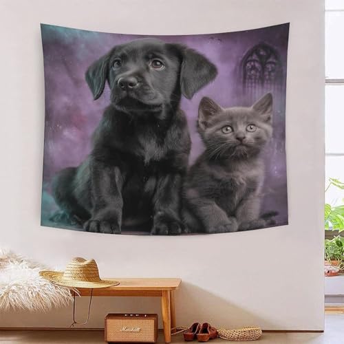 Effet Tapisserie Art Mural Labrador 3D grand tissu tenture MJFCoin salon