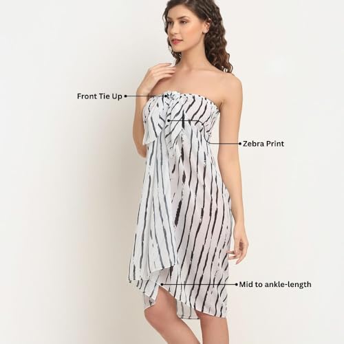 Image of EROTISSCH Women's Poly Georgette One-Piece Swimsuit Cover-Up Sarong, Made of 100% Polyester, Quick-Dry, Lightweight Beachwear for Girls with Adjustable Halter Neck, Suitable for Beach,Resort&Pool