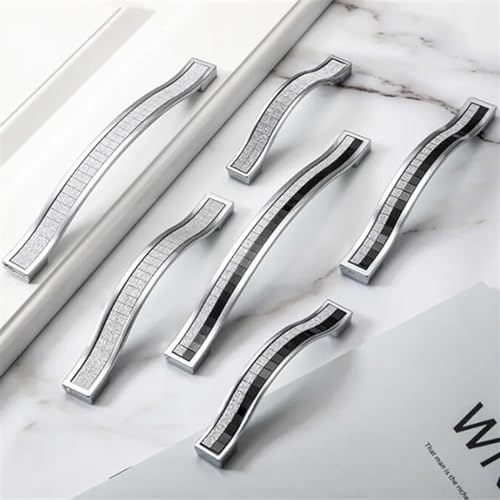 亜鉛合金クリスタルガラスハンドル、食器棚、引き出し、ノブ、キッチンキャビネットハンドル、家具ハンドル、クリスタル1個(カラー:シルバーブラック96mm)