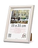 3-B Marcos de fotos BARI RUSTIKAL - Blanco/Negro - 15 x 21 cm (A5) - Marco de madera, marco para retratos con vidrio acrílico