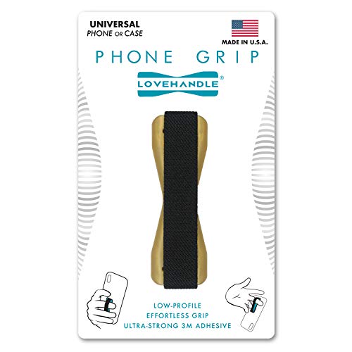Image of LOVEHANDLE Original Universal Phone Grip - Black Strap, Gold Base