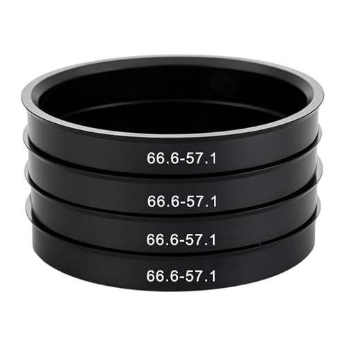 Jetstream 4 Piezas Anillos Centradores 66.6 a 57.1, Anillo Centrador Llanta de Plástico, Anillos de Centrado Universales, compatible con la Mayoría de los Coches Pequeños del Mercado, Negro