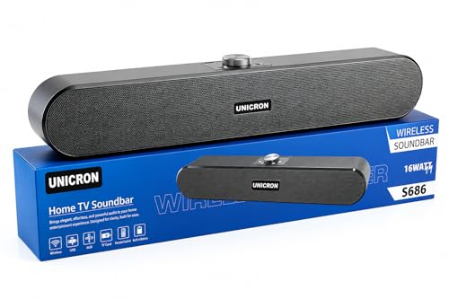 Image of UNICRON TE Wireless Sound Bar Portable Bluetooth Home Speaker, 16W with up to 8Hrs Playback, 1800 mAh Battery, Soundbar with Type C, USB & SD Card Connectivity