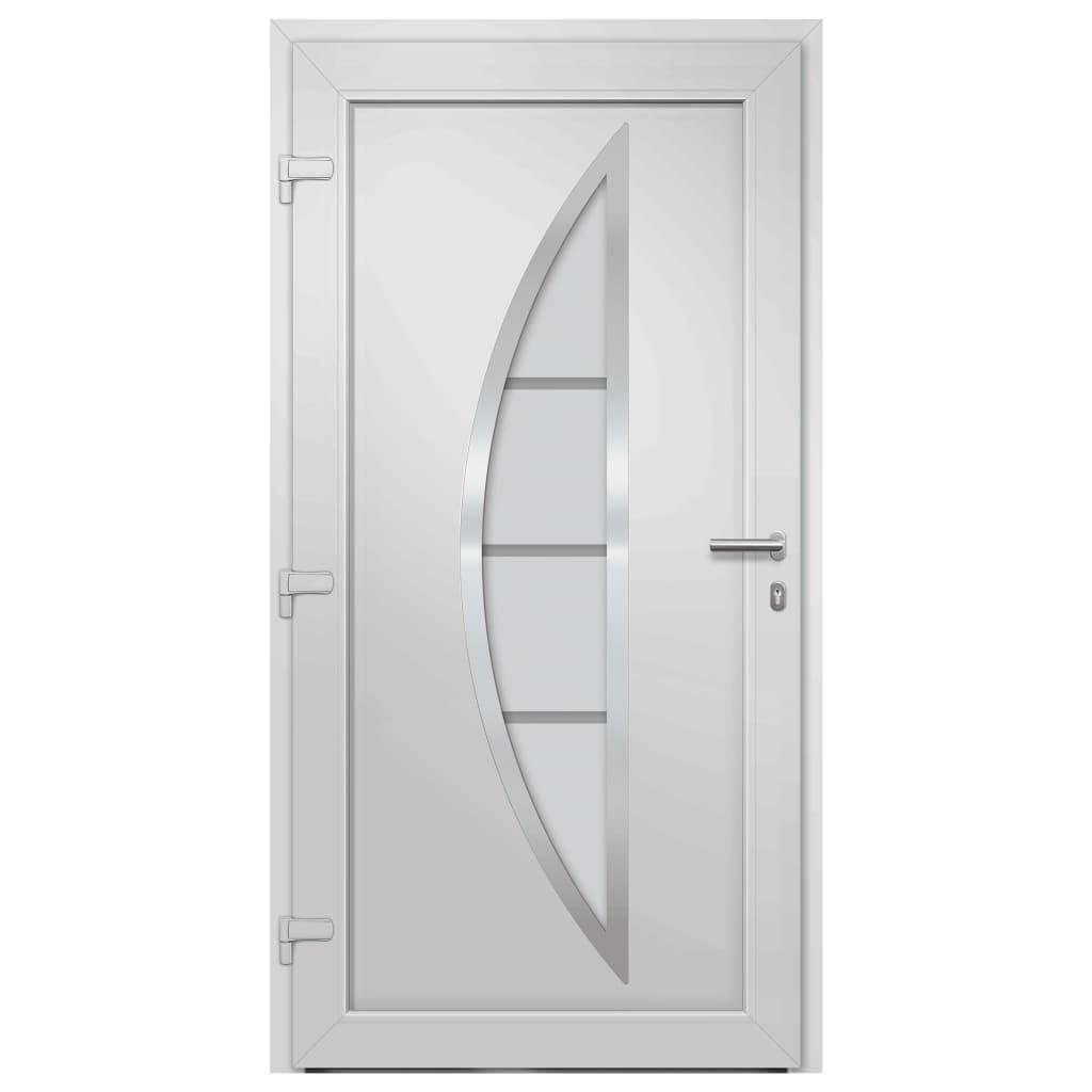 Drzwi wejściowe, antracytowe, 98 x 200 cm, rama PCW, 5-punktowa blokada, zawiasy 3D, przeszklenie izolacyjne, otwieranie w lewo, kompletny zestaw do bezpiecznego wejścia