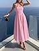 ZESICA Women's Summer Sleeveless Halter Midi Dress 2026 Off Shoulder High Waist Flowy Beach Wedding Guest Long Dresses Pink Small