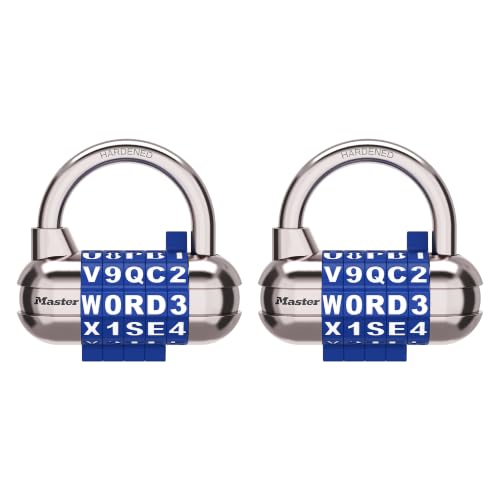 Image of Master Lock Locker Lock, Set Your Own Word Combination Padlock, Blue, 2 Pack, 1534BLUEC2
