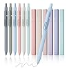JIMMIDDA- 12 Pack Gel Pens, 0.7mm Black Ink Fine Point Smooth Writing with Aesthetic Highlighters, Quick-dry Long-lasting Pens Set for Journaling School Office Supplies(6 Pens + 6 Highlighters)