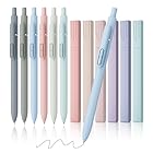JIMMIDDA- 12 Pack Gel Pens, 0.7mm Black Ink Fine Point Smooth Writing with Aesthetic Highlighters, Quick-dry Long-lasting Pens Set for Journaling School Office Supplies(6 Pens + 6 Highlighters)