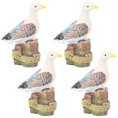 Veemoon 4er Set Möwe Figur Polyresin Figur Möwe Möwen Dekoration Aufsteller Dekoobjekt FüR Nautische Dekoration Und Mikrolandschaften