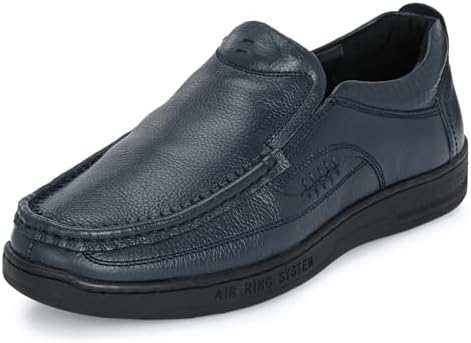 Blue Leather by Centrino Genuine Leather Men's Formal Slip on Loafers |Comfort Trendy Non Lace-Up Design |Flexible Mocassins |Leather with Anti-Skid Sole |Perfect for Walking & Business Work (3943)