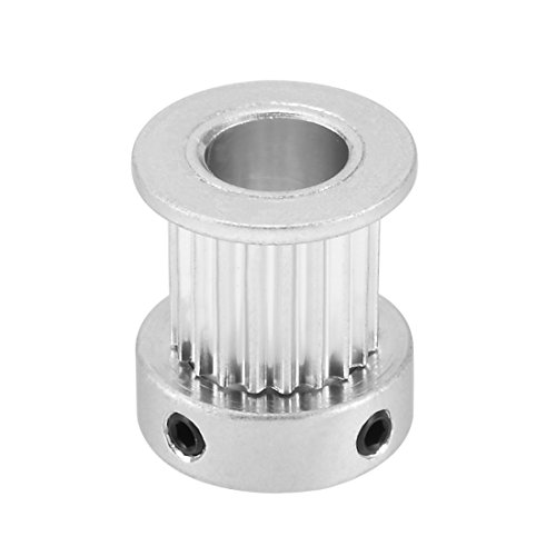 Uxcell - sourcingmap Aluminum 20 Teeth 8mm Bore Timing Belt Pulley Flange Synchronous Wheel Silver Tone for 3D Printer