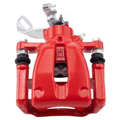 Image of TRQ Rear Right Brake Caliper w /Bracket Performance Red Passenger Side | For 2009-2013 Mini Cooper