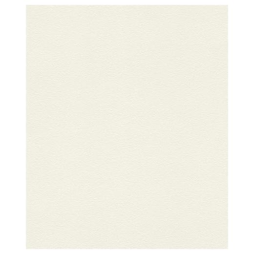 rasch Tapete 489507 – Einfarbige Vliestapete in Weiß mit körniger Struktur – 10,05m x 53cm (L x B)