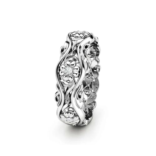 Filigree Flower Antique Design Wedding Engagement Band Ring for Women in 925 Sterling Silver White Gold Finish2