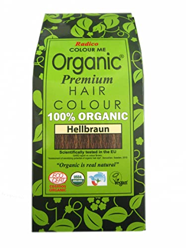 Radico Colour Me Organic Tinte para el pelo para plantas, color marrón claro, 2 x 100 gramos, tinte para el cabello orgánico ayurvédico, hecho de hierbas naturales, suave para el cabello