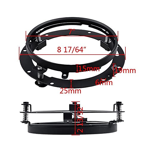 farol da motocicleta Farol LED de 7 polegadas + Suporte de montagem Faróis Suporte de anel redondo F