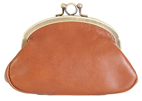 Gianni Conti Made in Italy Leather Double Section Small Clip – Top Coin Pouch Gift Boxed (Tan) - Image 6