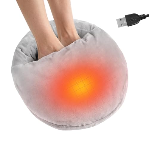 JIEBWCHA Calentadores de Pies Eléctricos,Calentador con 3 Modos de Calor, Temporizador y Apagado Automático - Almohadilla Calefactora para Pies - Para Hombres, Uso En Cama, Oficina, Silla, Camping,