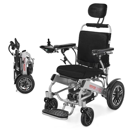 VEVOR Electric Wheelchair for Adults, 300lbs Capacity with Adjustable Backrest, Foldable & Lightweight Motorized Wheelchair, 13-Mile Range, All-Terrain Powered Chair, Portable for Seniors & Disabled