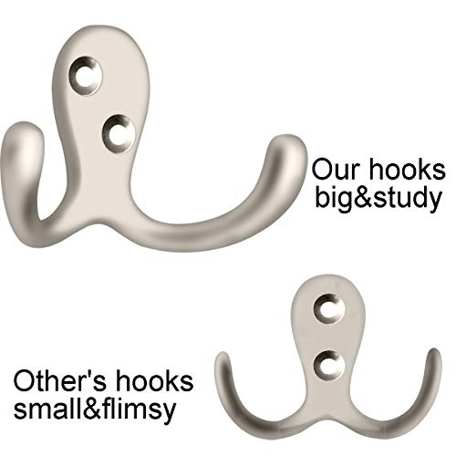 Ibosins CH08 10 Pack Heavy Duty Double Prong Coat Hooks Wall Mounted With 20 Screws Retro Double Hooks Utility Hooks thumb #2