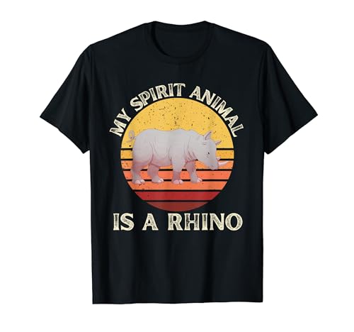 Vintage My Spirit Animal Is a Rhino Lover Retro Rhino Lover T-Shirt