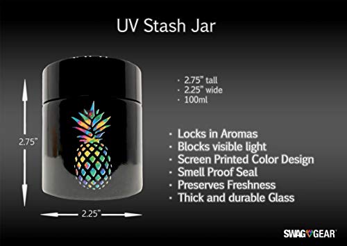 Pineapple Stash Box Combo - Grinder Stash Jar and Rolling Tray in Wood Box - Stash Box with Lock Locking Stash Box Stash Boxes (Pineapple)