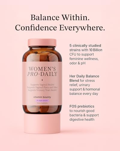 Image of Vitamin Bounty Pro-Daily Vaginal Probiotics for Women - 10 Billion CFU, 5 Strains with Cranberry & Prebiotics - Womens Probiotic for pH Balance, Digestive, Yeast & Urinary Support - 60 Capsules