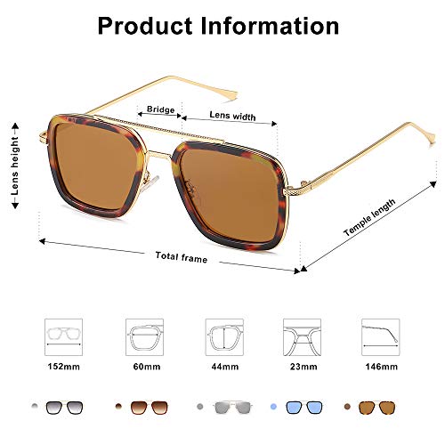 Sojos Retro Square Polarized Sunglasses For Men Women Goggle Classic Alloy Frame Hero Sj1126 With Gold Frame/Tortoise Rim/Brown Lens #TOP10