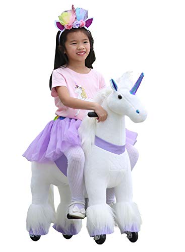 Medallion - My Pony Unicorn Ride On Toy Real Walking Horse for Children 3 to 6 Years (Purple Color) - Includes a Matching Headband & Skirt (Tutu) for Your Child