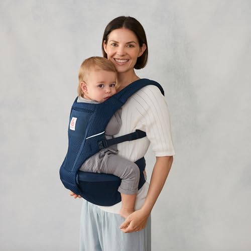 Ergobaby Alta Hip Seat Baby Carrier for Babies & Toddlers 4-48 Months (12-45 lbs) - 3-Position Convertible Ergonomic Baby Carrier with Storage Pocket, Sun Hood, Hip-Healthy Positioning - Midnight Blue by Ergobaby - Image 9