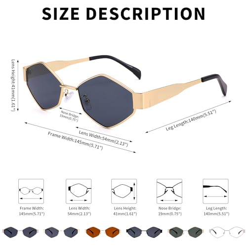 Pro Acme Hexagon Sunglasses for Women Men Vintage Retro Eyewear for UV400 Protection Shades Sun Glasses3
