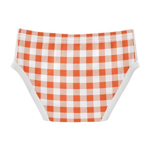 Orange Square Checks Little Boys Cotton Briefs Soft Breathable Comfortable Tag-Free Underwear2