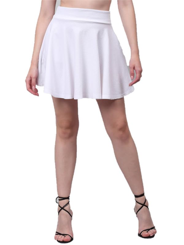 Women Polyester Lycra Self-Design Flared Mini Skirt-image-19