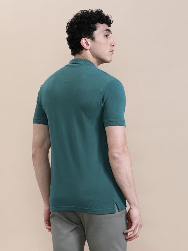 Image of CROCODILE Men's Solid Casual Wear T-Shirt | Polo Neck | Half Sleeves | Pull On | Regular