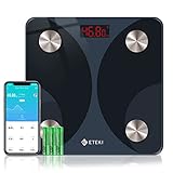 ETEKI 体重計 スマホ連動 たいじゅうけい 体組成計 体脂肪率/内臓脂肪/筋肉量など13項目測定可能 健康管理 データ自動グラフ化 Bluetooth対応 ヘルスメーター 薄型(日本語対応APP)FIT 8S ブラック