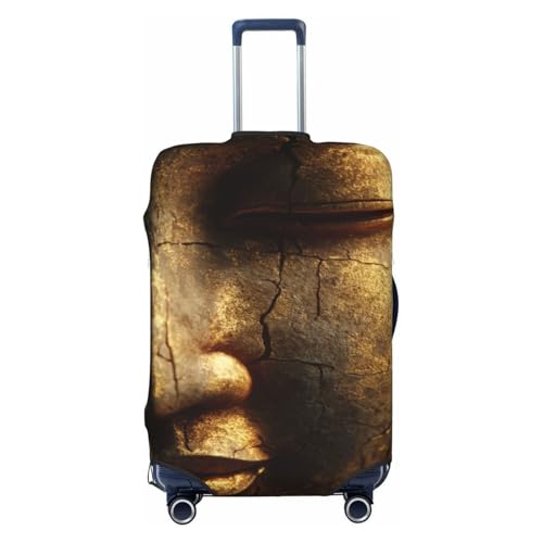 Golden-Faced Buddha Statue Elastic Travel Luggage Covers Dustproof Scratch-Resistant Suitcase Protector Fit 22-24 Inch