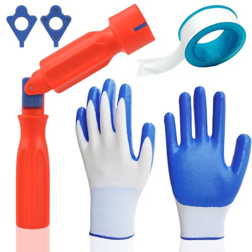 3Pcs Set Toilet Seat Spanner & Tightening Tool Set with Gloves & PTFE Tape | Universal 10/13/17mm Installation Key for Toilet Seat Removal & Repair | Home & Professional Plumbing Tools